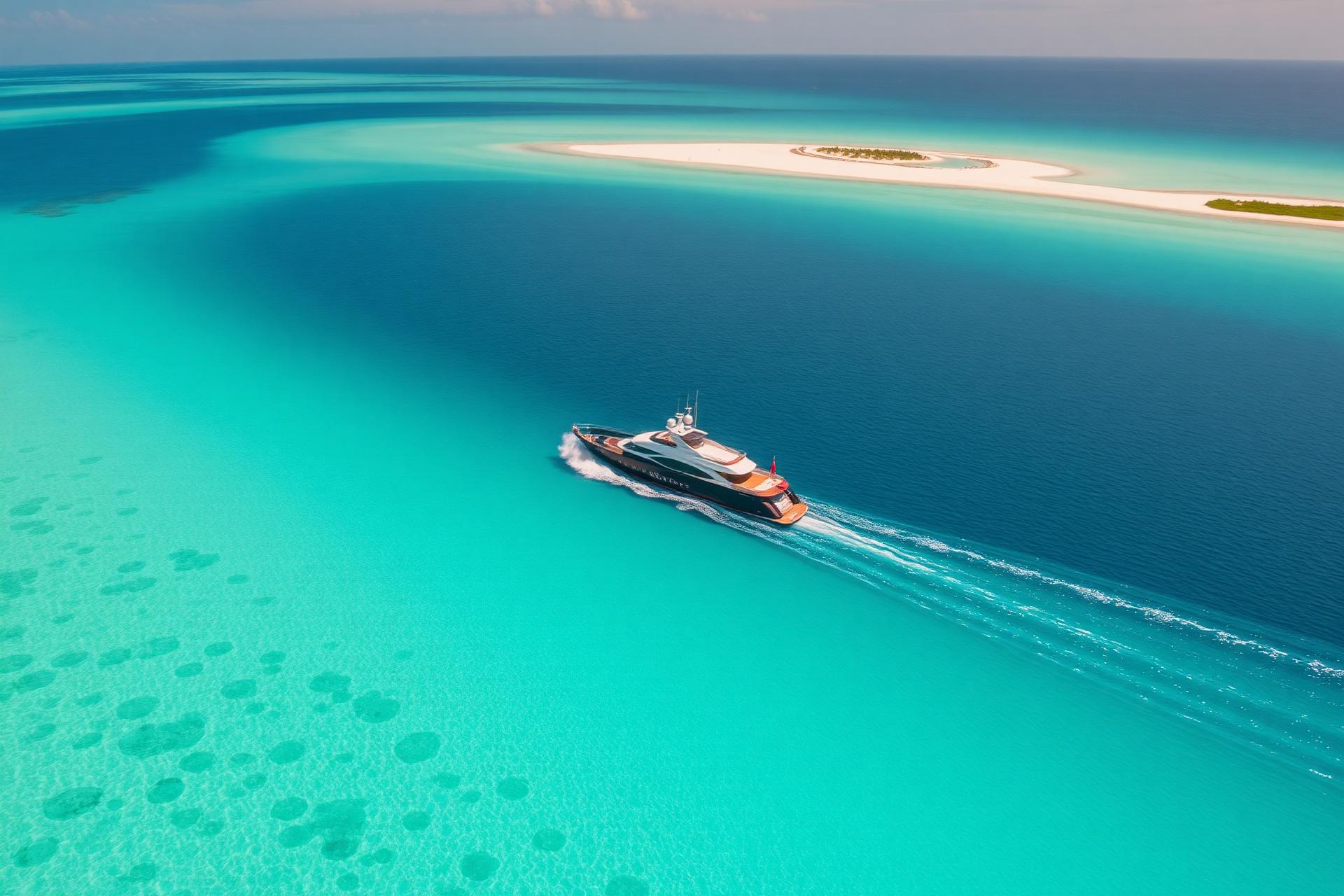 Luxury yacht cruising Bahamian waters near Grand Bahama